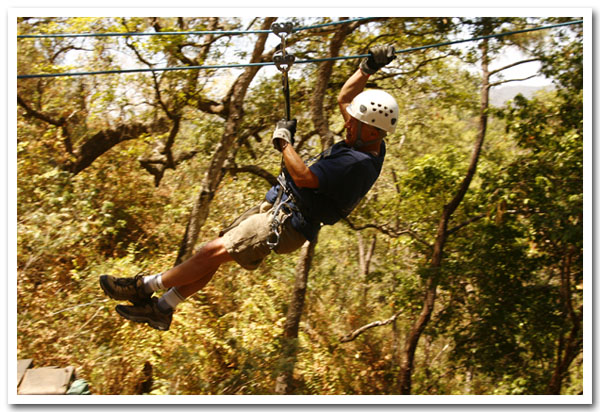 John zip-lining in Mexico 2008