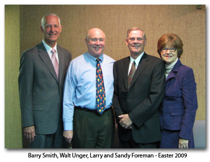 Barrie Smith, Walt Unger, Larry and Sandy Foreman - Easter 2009