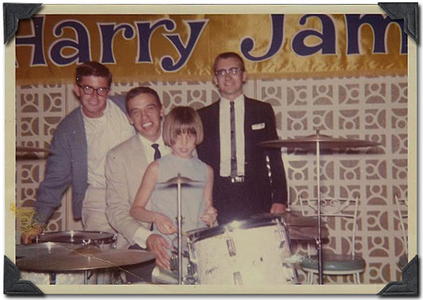 Walt Hern, Buddy Rich, Buddy's daughter Cathy, Jim Currie - 1963