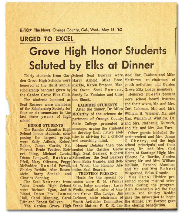 Els Honor Students - 1962